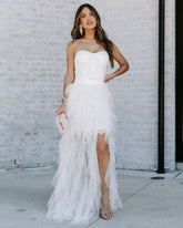For Eternity Tulle Ruffle Maxi Skirt - White Oshnow