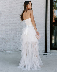For Eternity Tulle Ruffle Maxi Skirt - White Oshnow