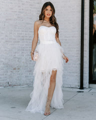 For Eternity Tulle Ruffle Maxi Skirt - White Oshnow