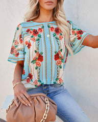 For The Girls Floral Short Sleeve Blouse Oshnow