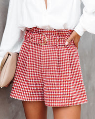 For The Record Houndstooth Belted Shorts Oshnow