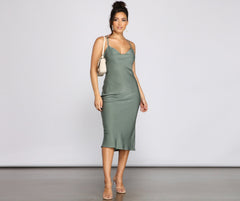 Forever Chic Satin Midi Dress Oshnow