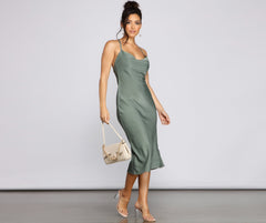 Forever Chic Satin Midi Dress Oshnow