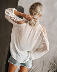 Formal Invitation Lace Blouse - Cream Oshnow
