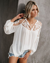 Formal Invitation Lace Blouse - Cream Oshnow