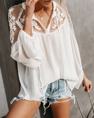 Formal Invitation Lace Blouse - Cream Oshnow