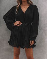 Found Love Pleated Romper - Black Oshnow