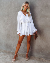 Found Love Pleated Romper - White Oshnow
