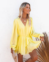 Found Love Pleated Romper - Yellow Oshnow