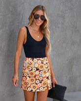 Foxy Lady Floral Slit Mini Skirt Oshnow