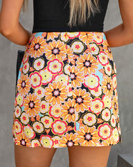 Foxy Lady Floral Slit Mini Skirt Oshnow