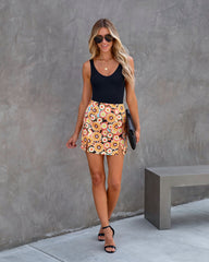 Foxy Lady Floral Slit Mini Skirt Oshnow