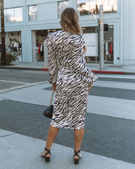 Frances Satin Tiger Print Wrap Blouse Oshnow