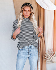 Franklin Cotton Striped Turtleneck Top Oshnow