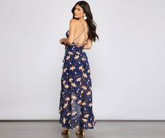 Free-spirited Floral Beauty Sleeveless Maxi Dress Oshnow