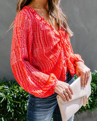 Fruitful Floral Shimmer Ruffle Blouse Oshnow