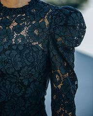 Fulfilled Heart Statement Sleeve Lace Blouse - Black Oshnow