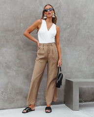 Gabby Drape V-Neck Bodysuit - Ivory Oshnow