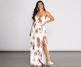 Gal Lace Up Back Chiffon Floral A-Line Dress Oshnow