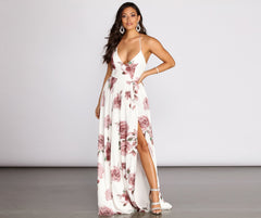 Gal Lace Up Back Chiffon Floral A-Line Dress Oshnow