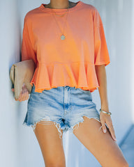 Gal Pal Cotton Peplum Top - Coral Oshnow