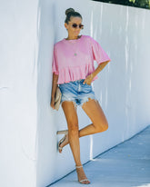 Gal Pal Cotton Peplum Top - Pink Oshnow