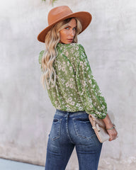 Garden Stroll Button Down Crop Blouse Oshnow