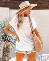 Get Goin' Scoop Neck Pocket Tee - Off White Oshnow