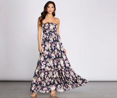 Getaway Girl Floral Smocked Tube Maxi Dress Oshnow