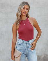 Gia Ribbed Knit Halter Tank - Sienna Oshnow