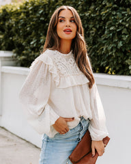 Giani Textured Crochet Ruffle Blouse Oshnow