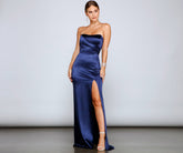 Gianna Strapless High-Slit Satin Dress Oshnow