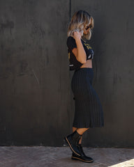 Gilmore Knit Drawstring Midi Skirt Oshnow