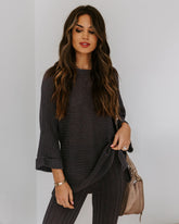 Ginny Cotton Blend Sweater Top - Charcoal Oshnow
