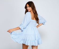 Girly Vibes Gingham Babydoll Dress Oshnow