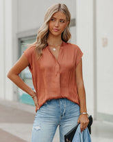 Girona Satin Blouse - Terracotta Oshnow