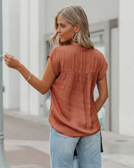 Girona Satin Blouse - Terracotta Oshnow