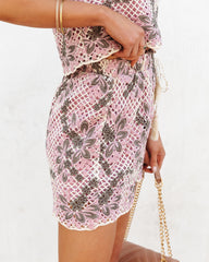 Gisela Floral Crochet Tassel Tie Shorts Oshnow
