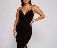 Giselle Formal High Slit Crepe Dress Oshnow