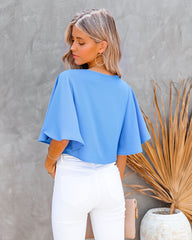 Give Me Butterflies Crop Blouse - Clean Blue Oshnow