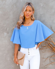 Give Me Butterflies Crop Blouse - Clean Blue Oshnow