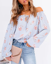 Give Me Love Floral Ruffle Off The Shoulder Top Oshnow