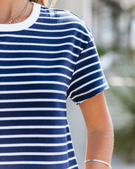 Glenwood Striped Short Sleeve Knit Top - Navy Oshnow