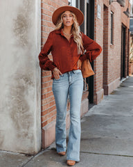 Glitzy Night Satin Button Down Blouse Oshnow