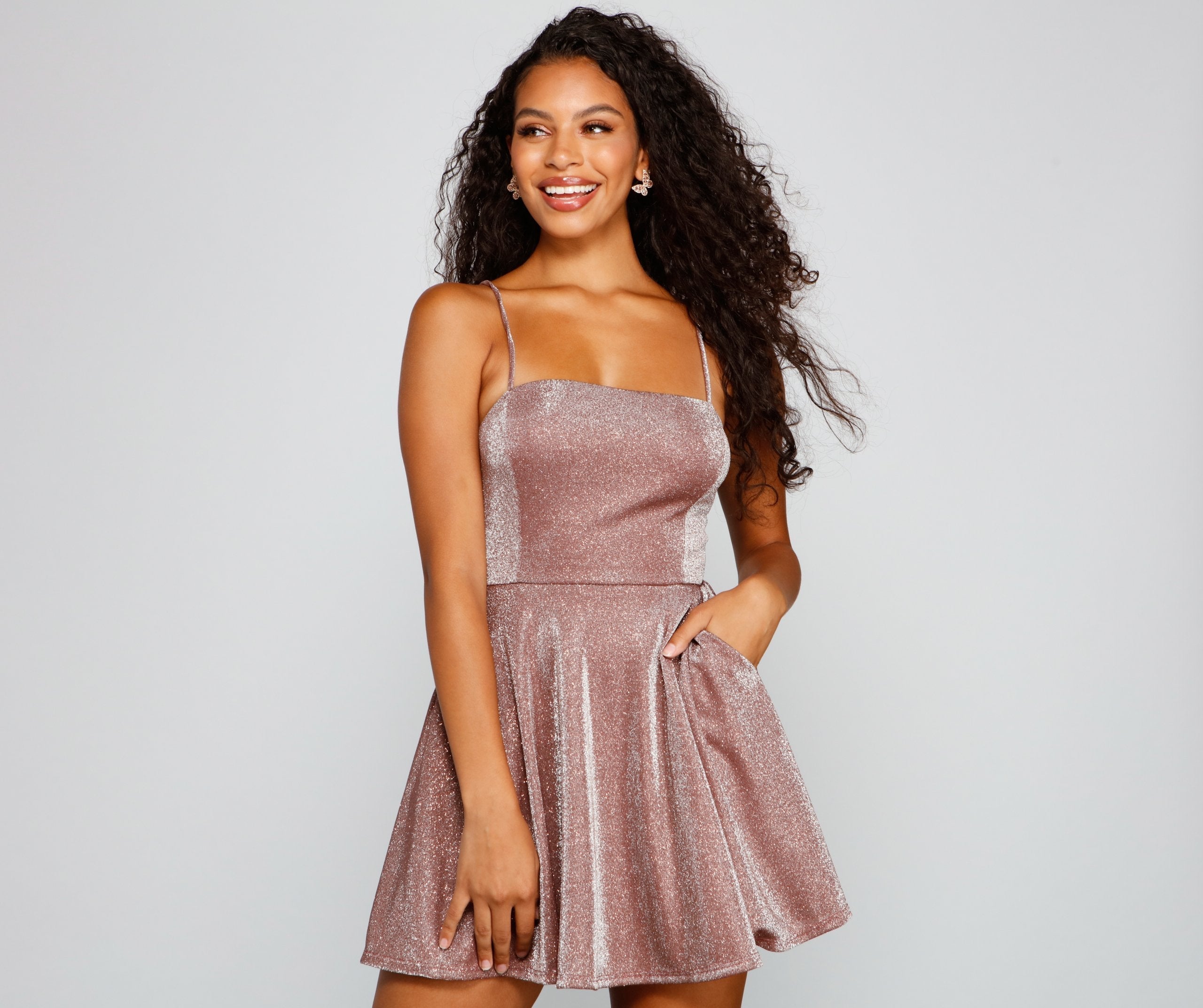 Glow Goals Glitter Knit Skater Dress Oshnow
