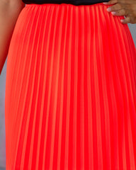 Glowing Love Pleated Maxi Skirt - Neon Orange Oshnow
