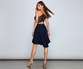 Go With The Flow High-Low Crepe Dress Oshnow
