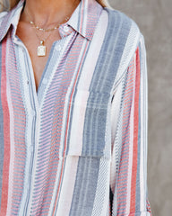 Good Vibrations Woven Button Down Tie Top Oshnow