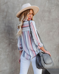 Good Vibrations Woven Button Down Tie Top Oshnow