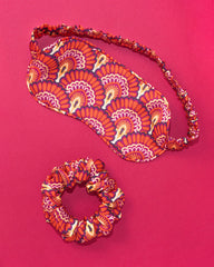 Grace Satin Printed Sleep Mask And Scrunchie Set - SALE